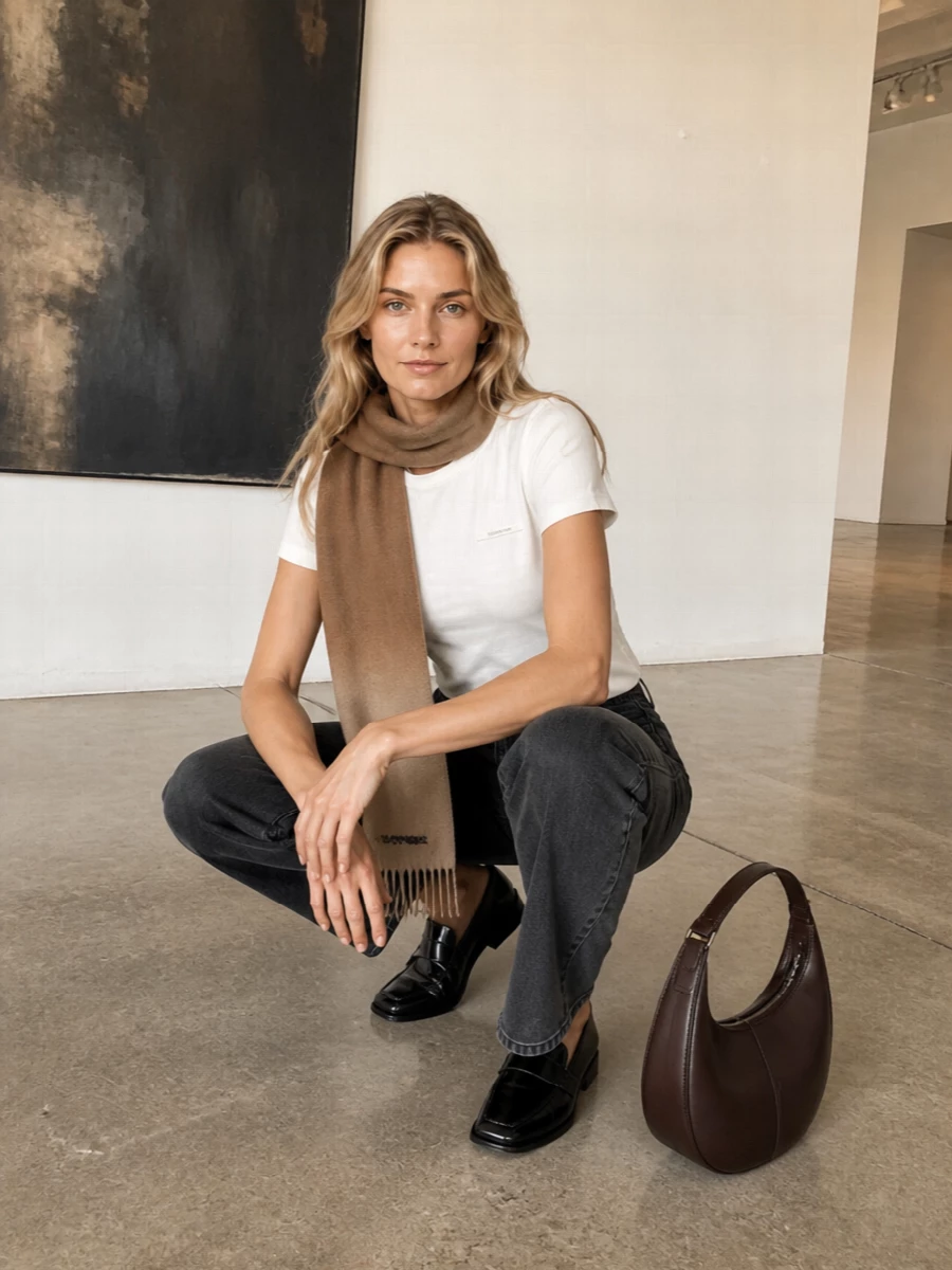 Jacquemus tee toteme jeans loafers outfit