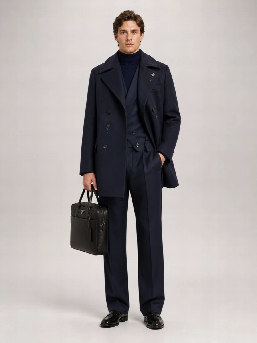 Lardini Virgin Wool Double Breasted Coat