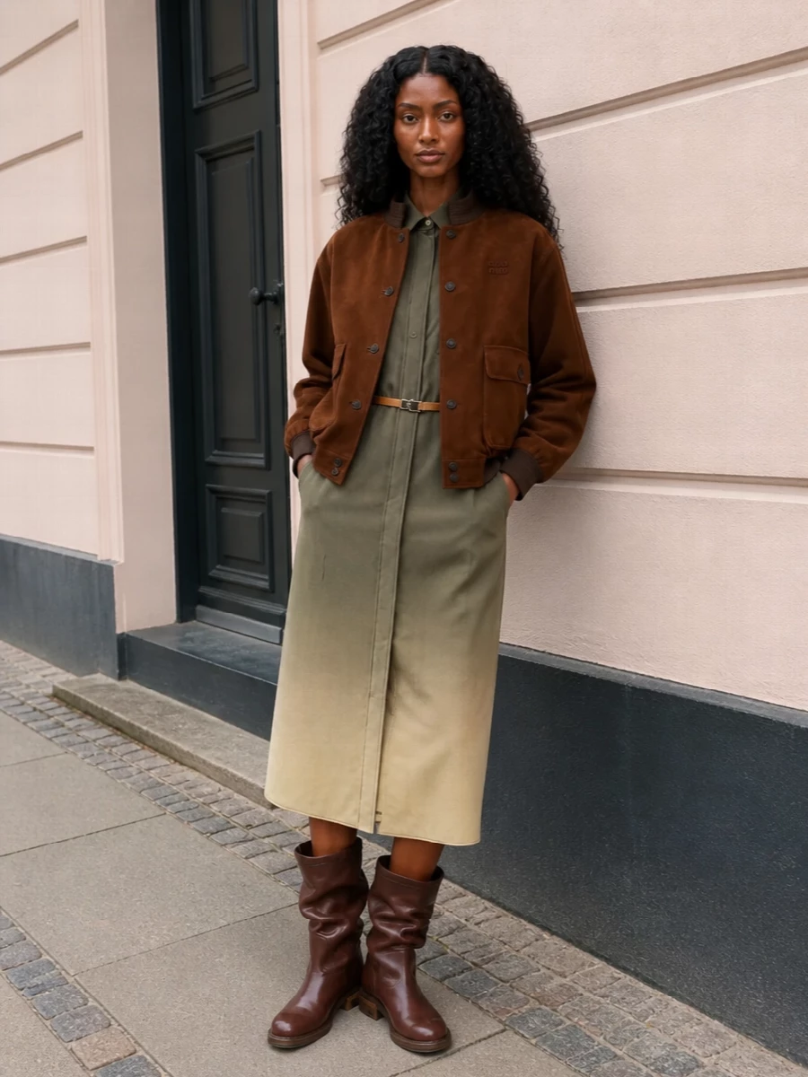 Miu miu bomber prada shirt dress boots