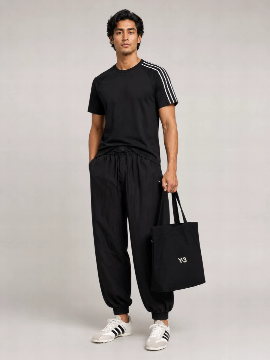 Y-3 Cotton Short-Sleeve Logo-Stripe T-Shirt
