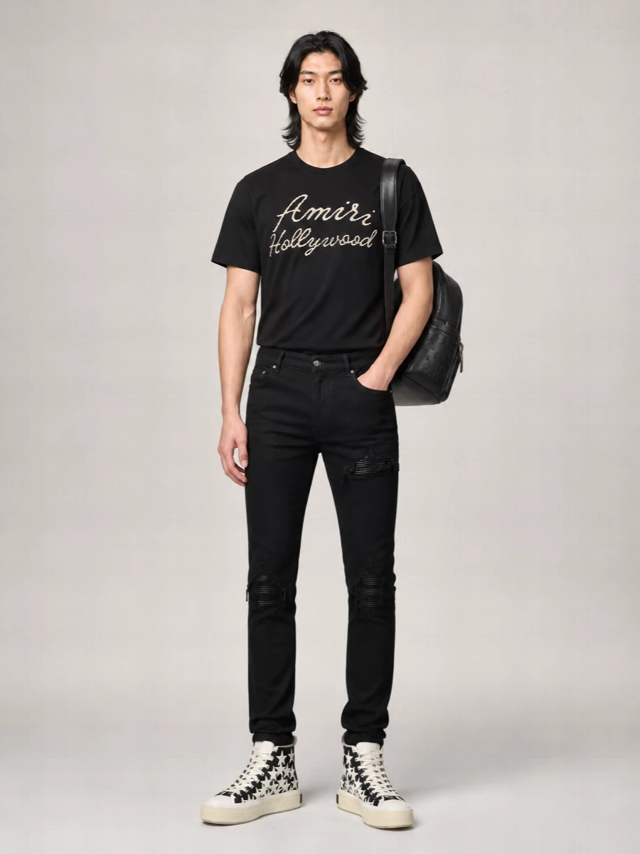 Amiri Leather Cotton High-Top Sneakers
