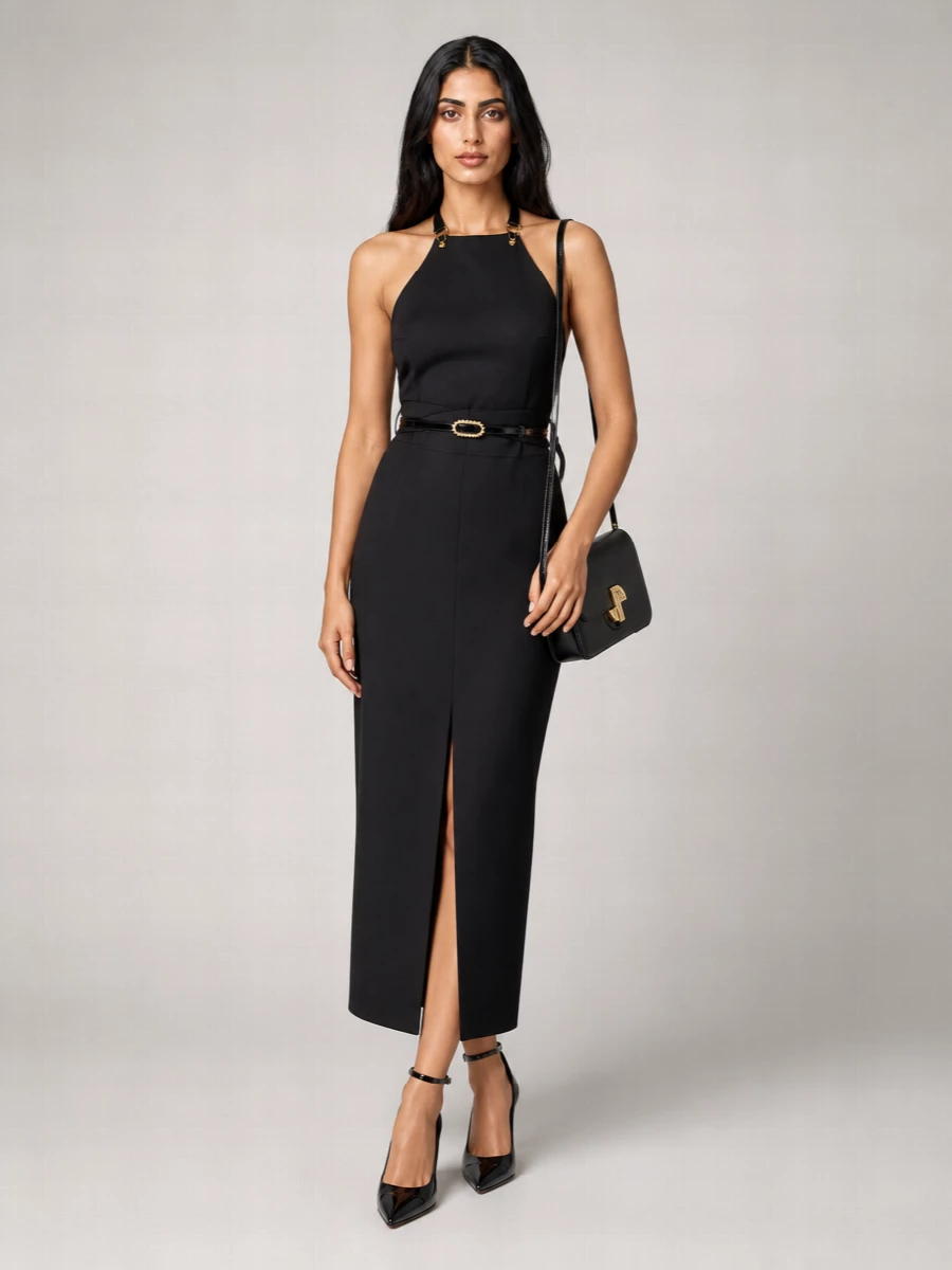 Patou Virgin Wool Cutout Midi Dress