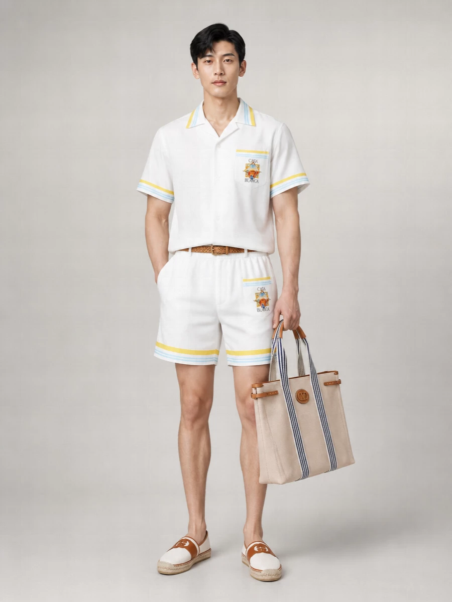 Casablanca Silk Drawstring Swim Shorts