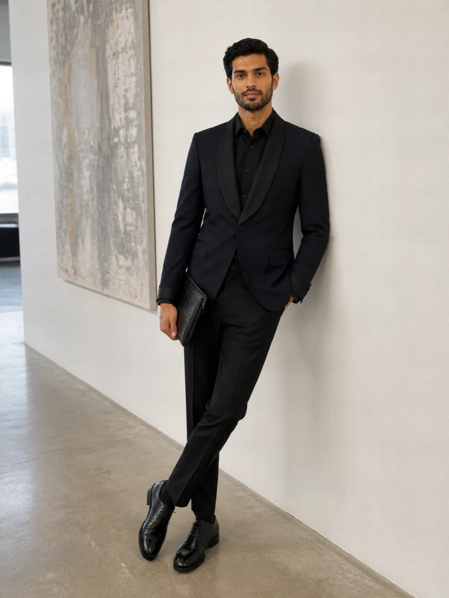 Tom ford midnight navy tuxedo black oxford shoes
