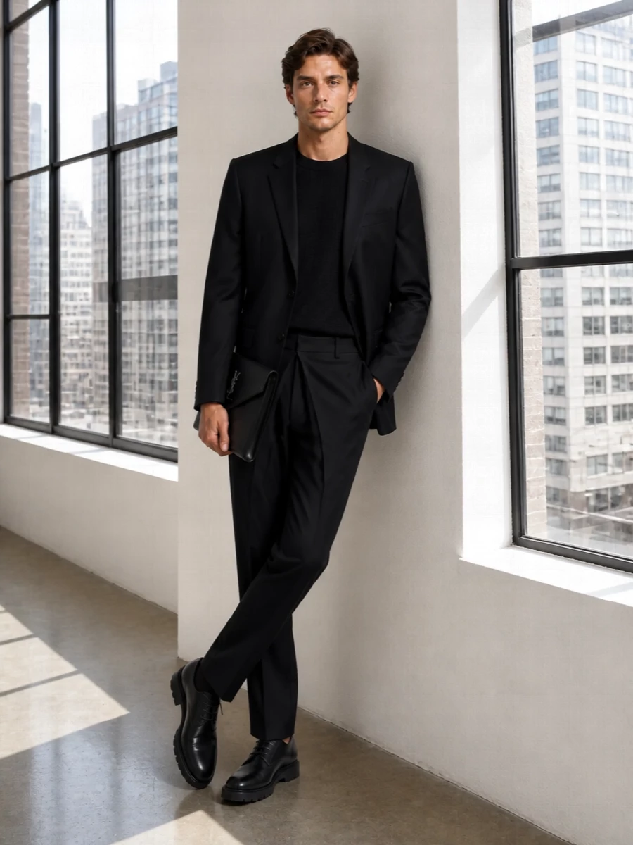Givenchy black blazer tailored trousers outfit