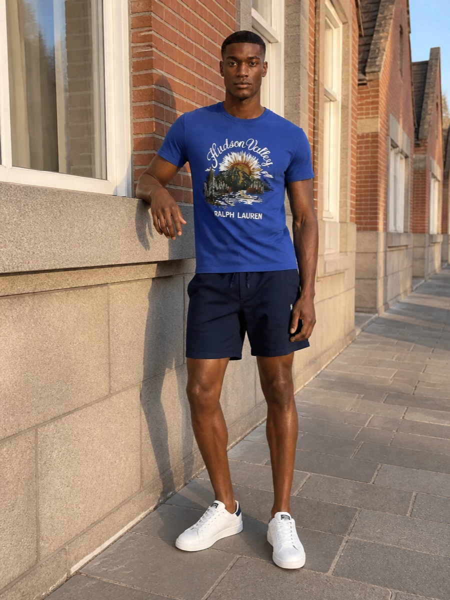 Polo ralph lauren hudson valley tee navy shorts