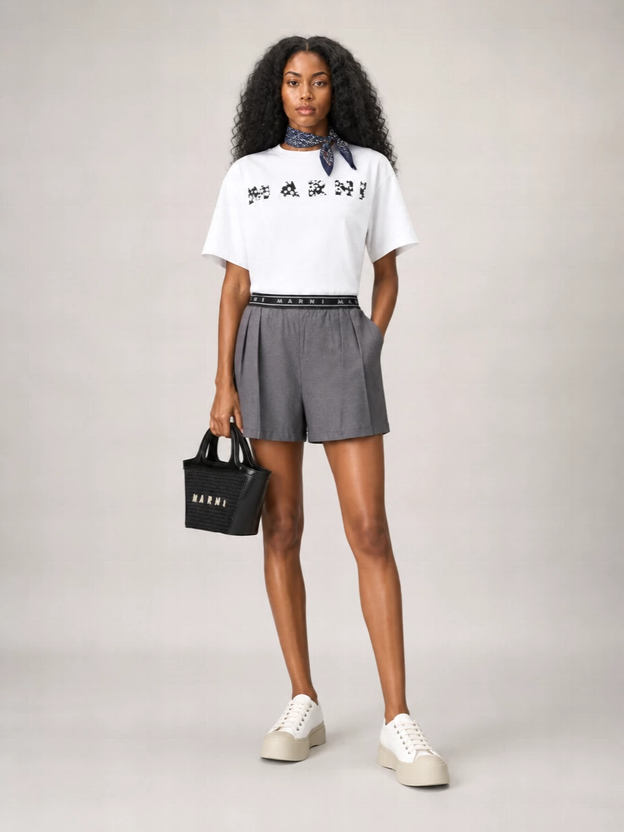 Marni Logo Print Cotton T-Shirt