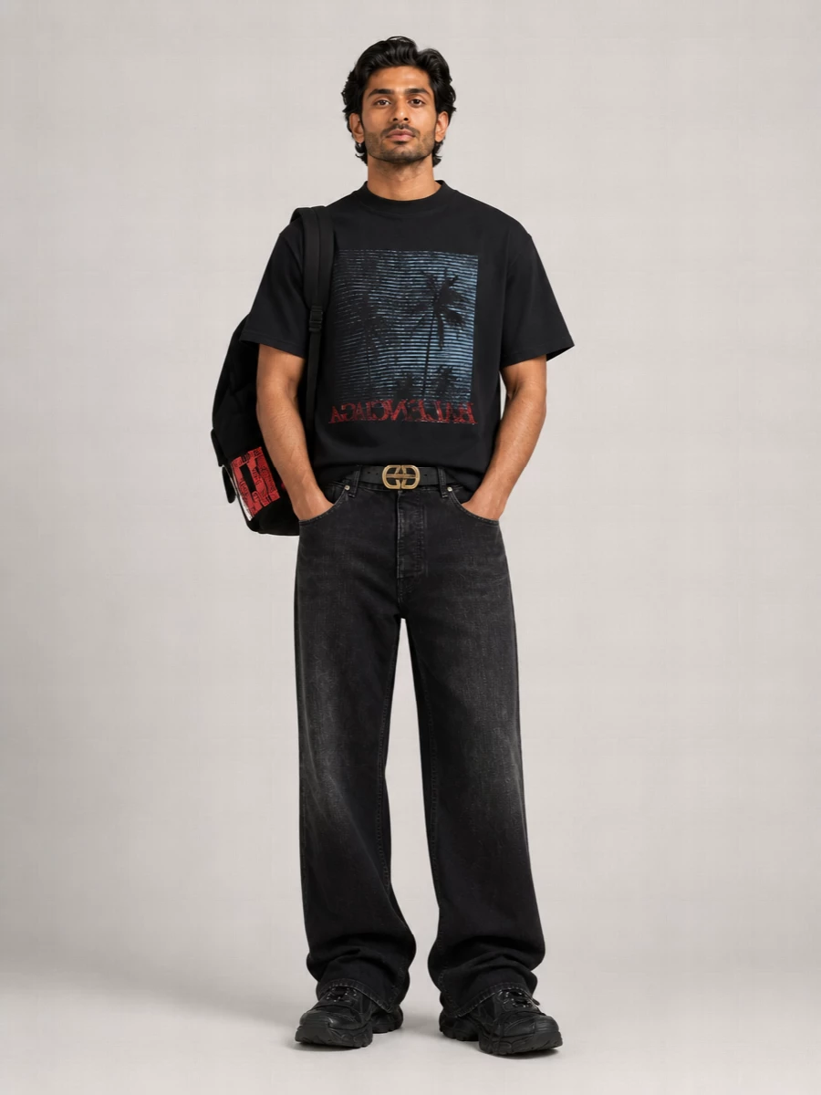 Balenciaga Graphic Print Oversized Cotton T-Shirt