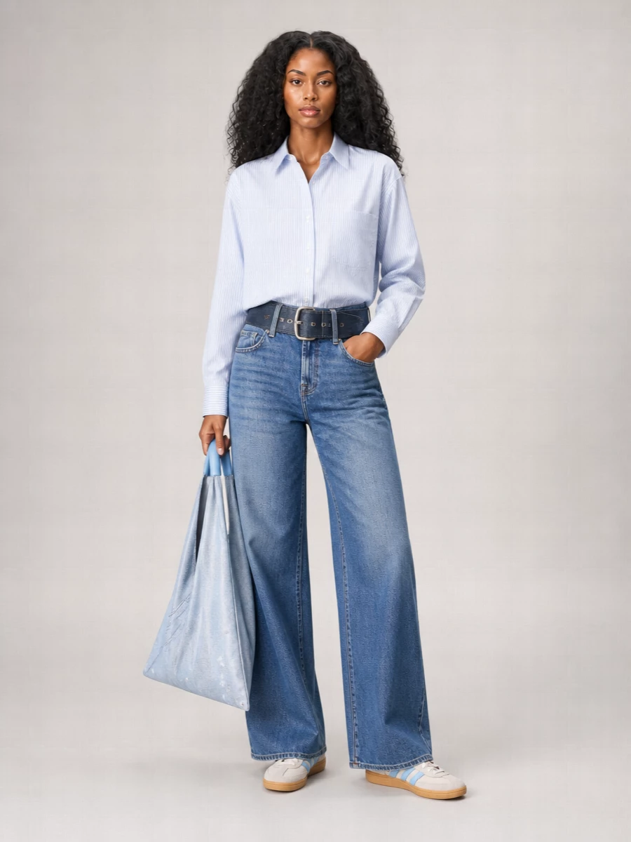 7 For All Mankind Denim Wide-Leg Trousers