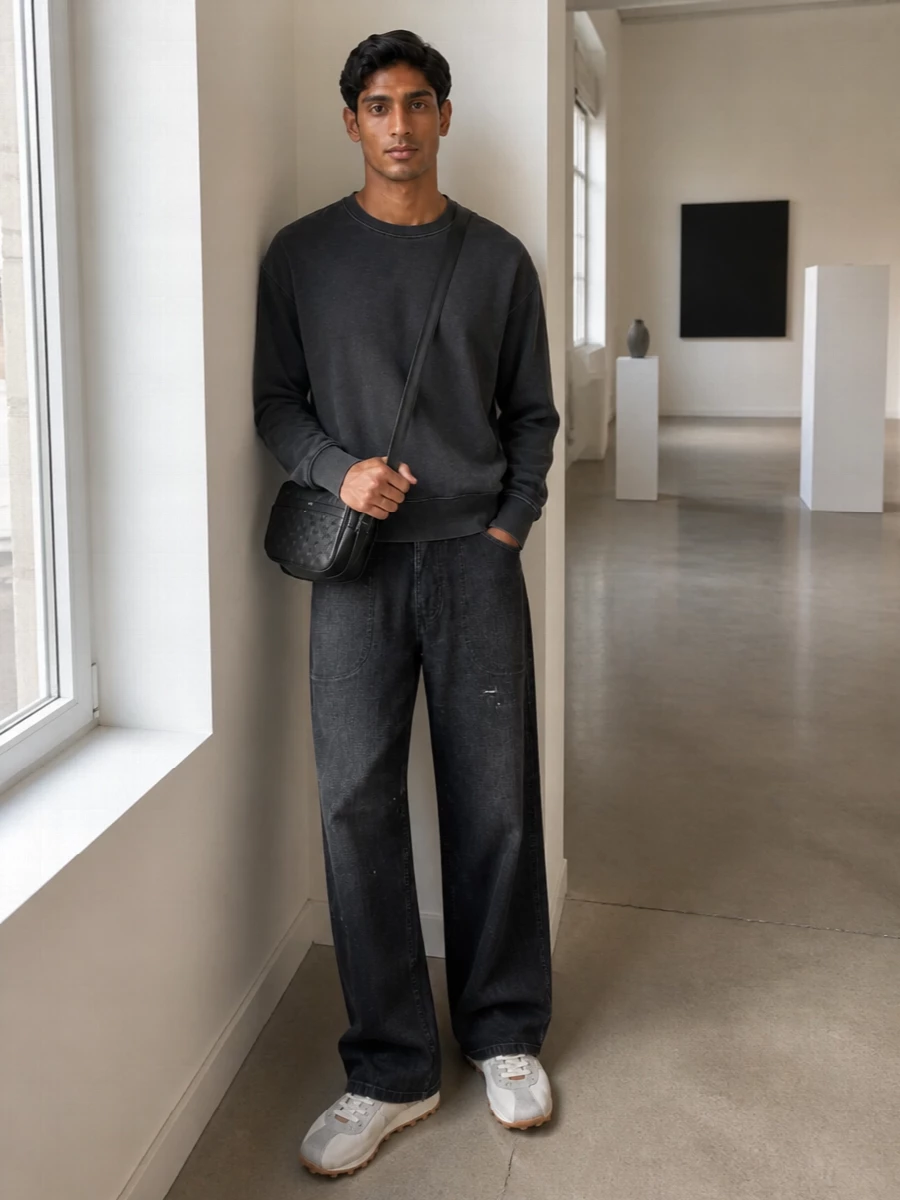Maison margiela sweatshirt wide leg trousers outfit