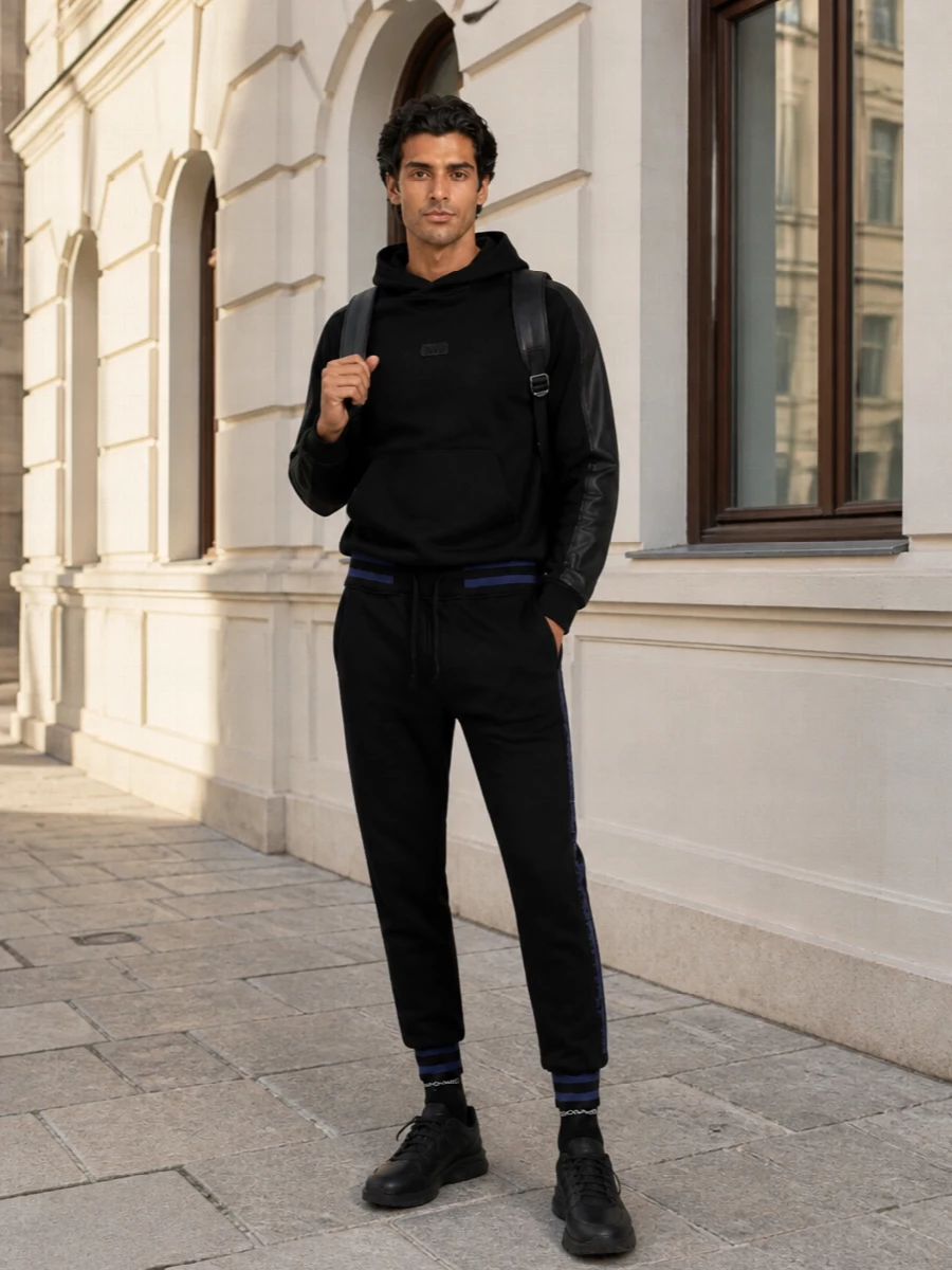 Versace track pants hoodie sneakers outfit