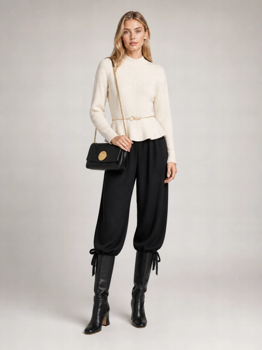 Chloé Silk Pleated Tapered Trousers
