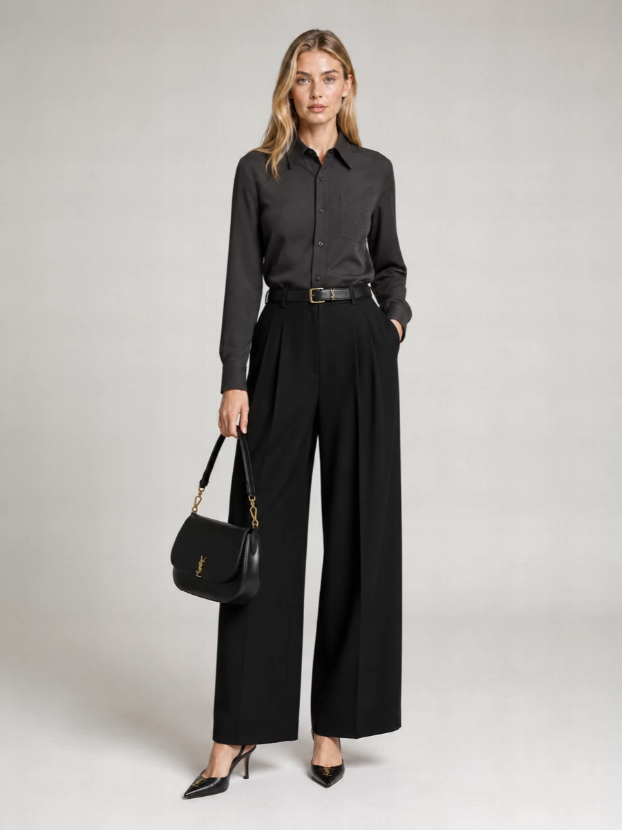 Saint Laurent Cotton Linen Long-Sleeve Shirt