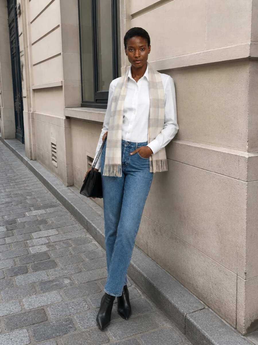 Burberry straight jeans white shirt outfit