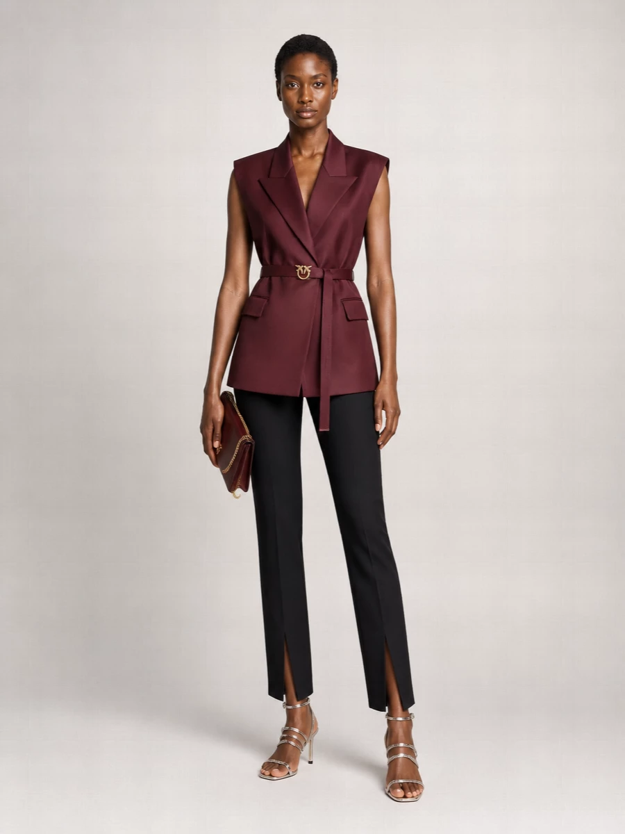 Pinko Satin Sleeveless Single-Breasted Blazer