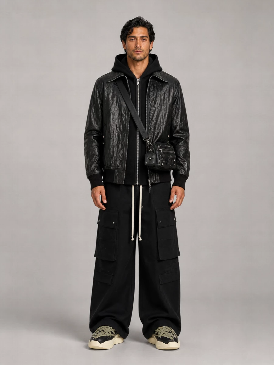 Rick Owens Lamb Leather Bomber Jacket