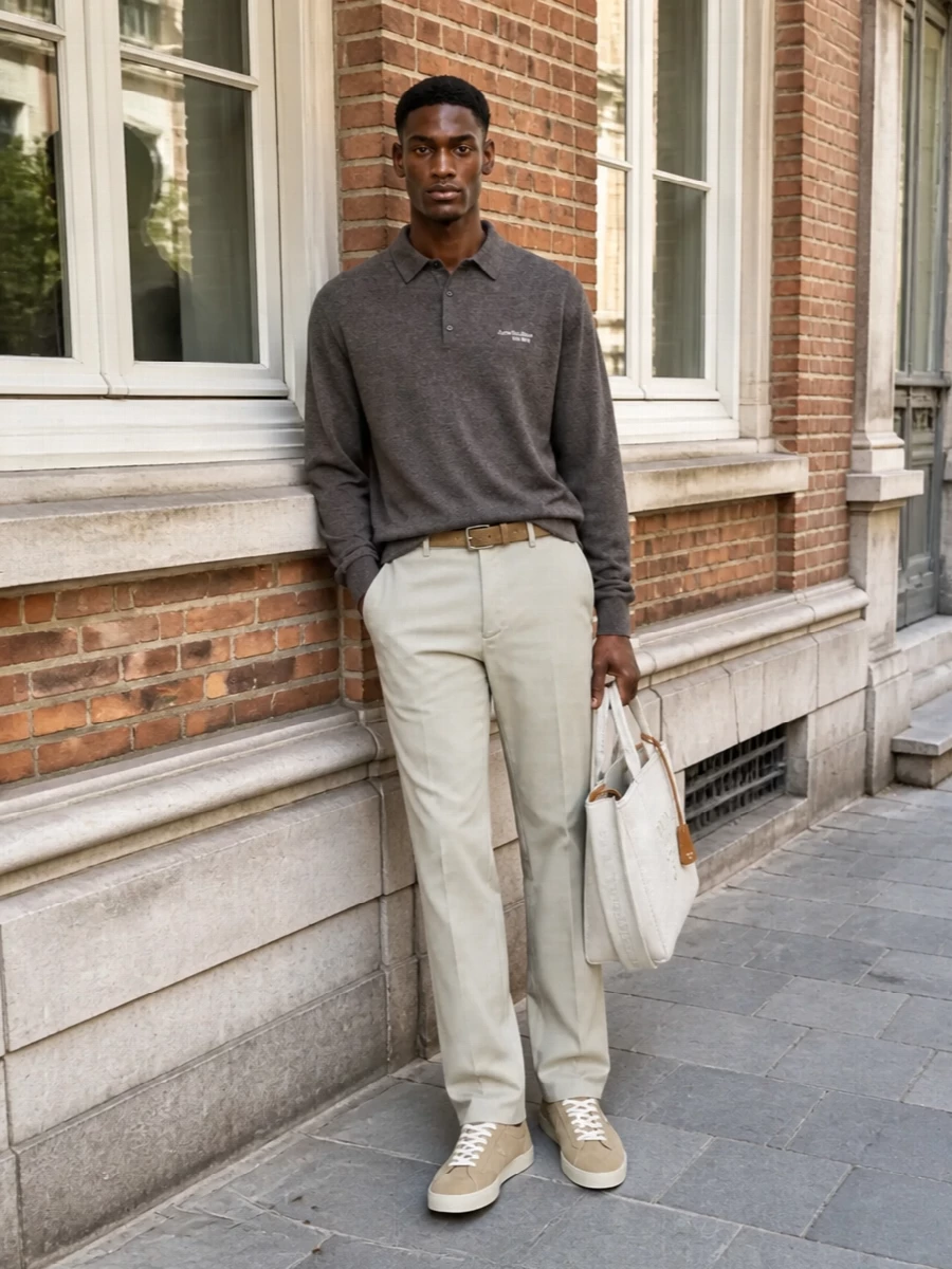 Acne studios chinos prada suede sneakers outfit