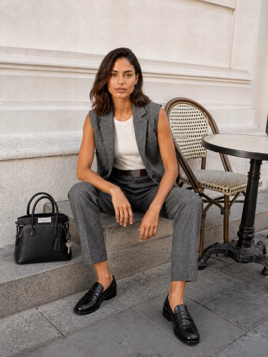 Mm6 grey trouser margiela loafer outfit