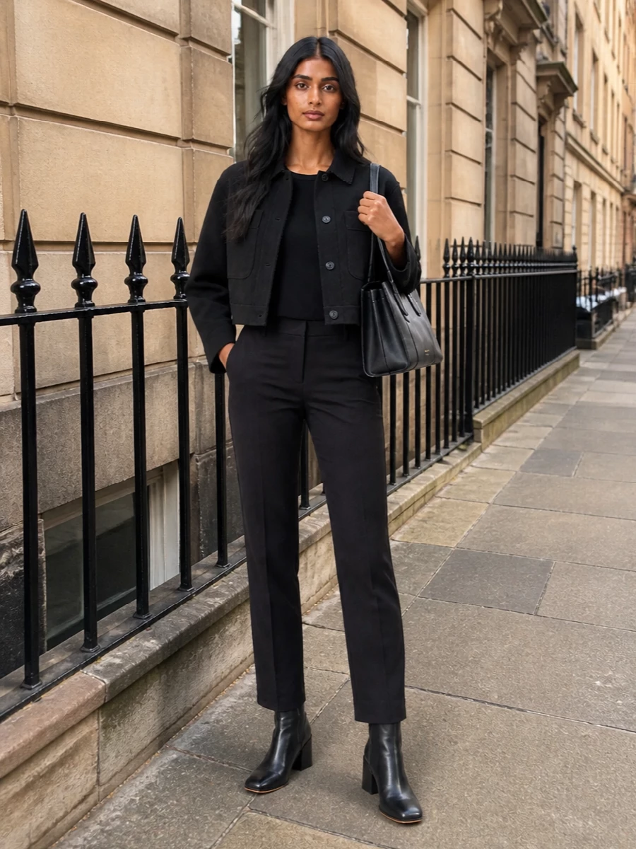Max mara cropped coat tailored trousers outfit