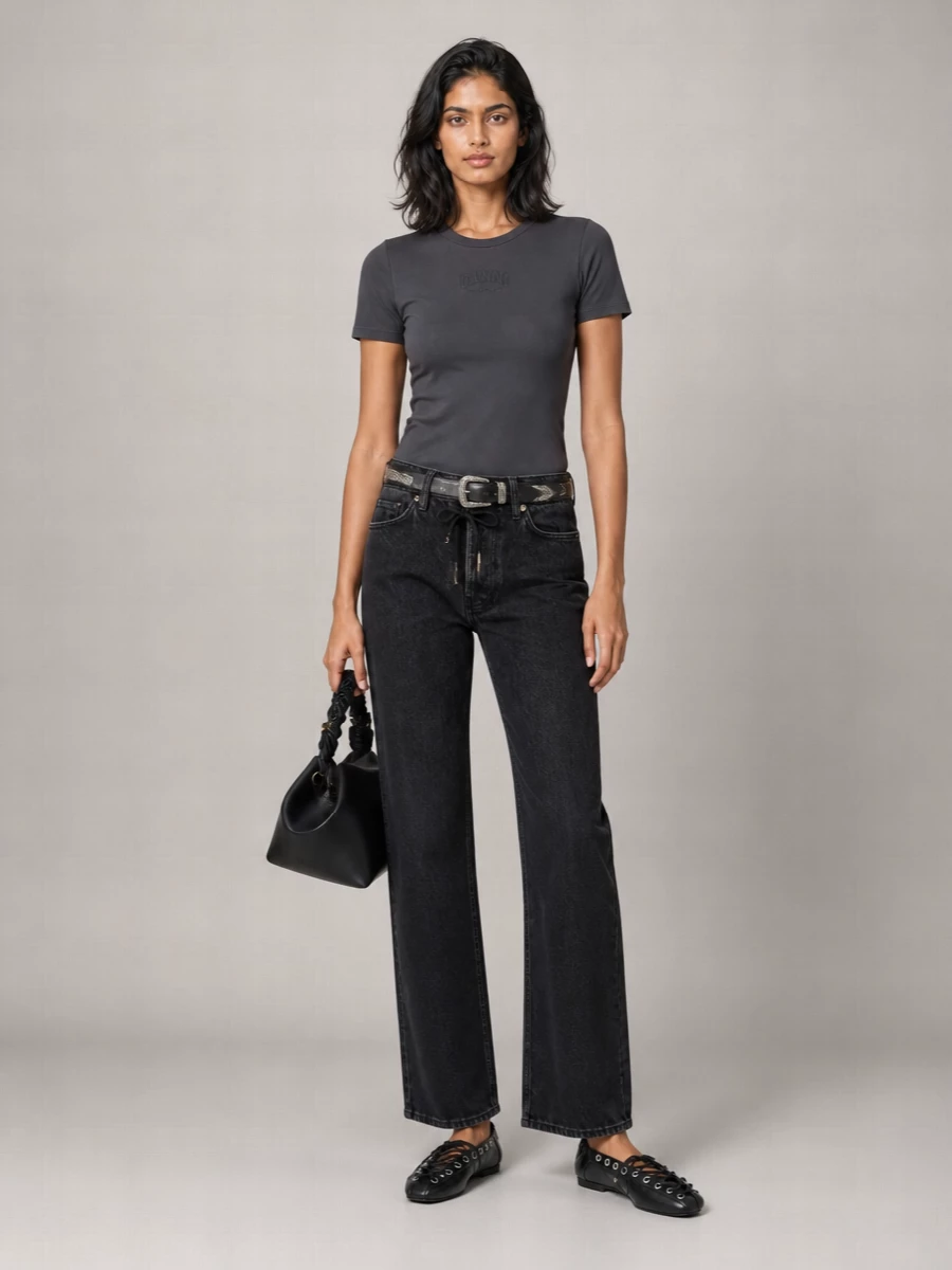 Ganni Denim Drawstring Wide-Leg Jeans