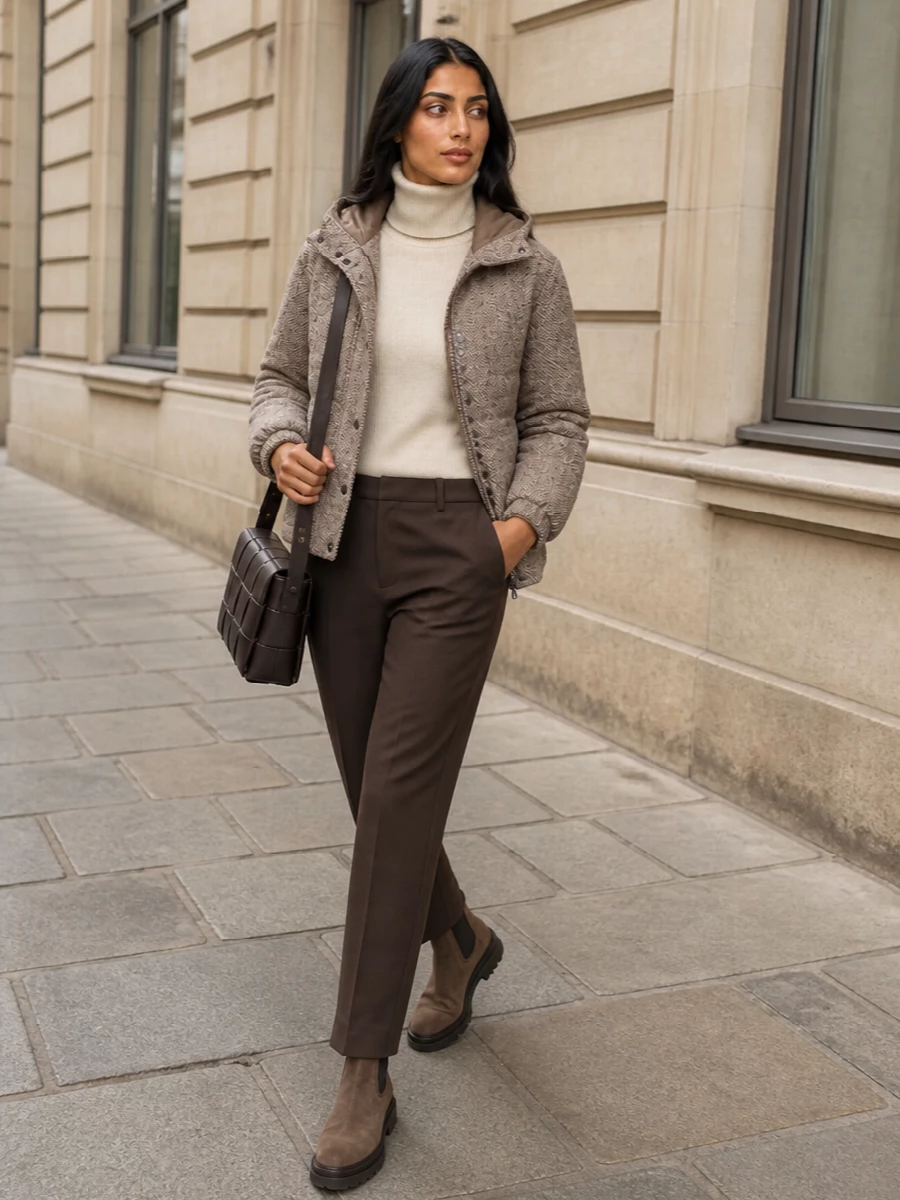 Brunello puffer tailored trousers chelsea boots