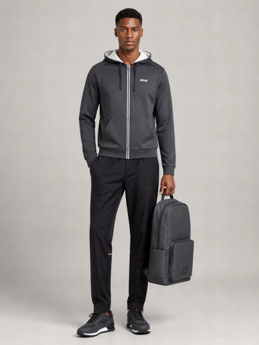 Boss Cotton High-Collar Zip Sweatshirt