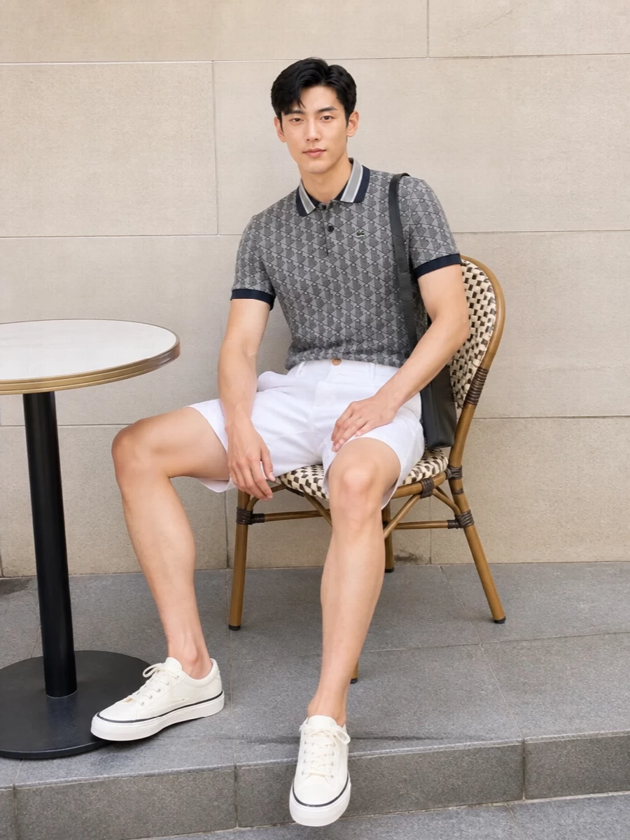 Lacoste polo white chino shorts canvas sneakers