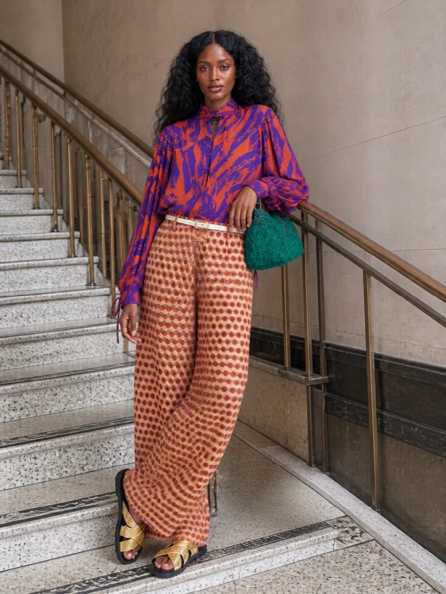 Dries van noten printed blouse wide leg trouser