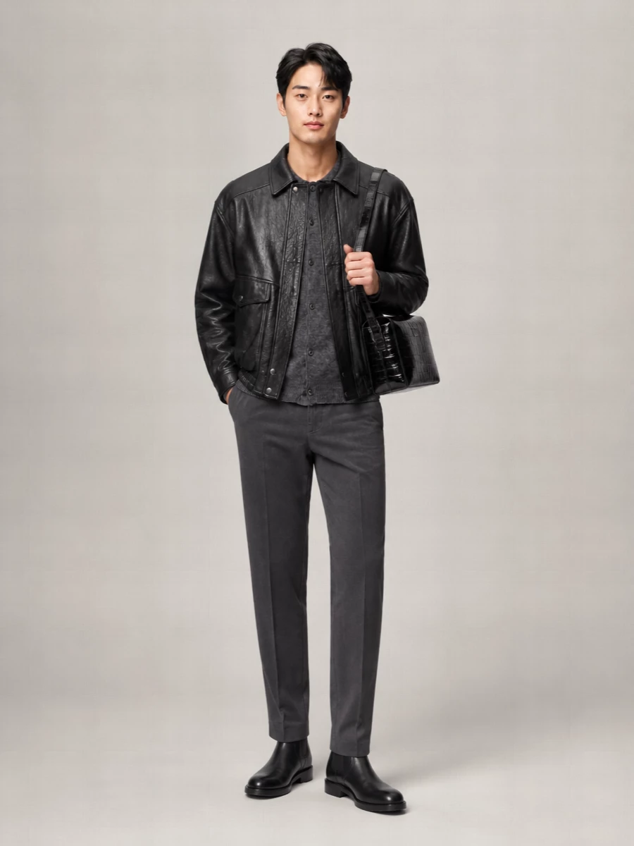 Dunst leather oversized bomber jacket