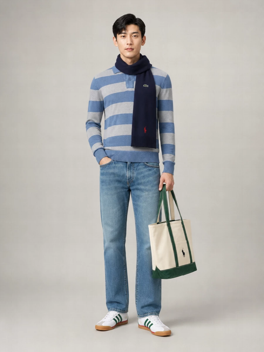 Lacoste Striped Cotton Long-Sleeve Polo Shirt