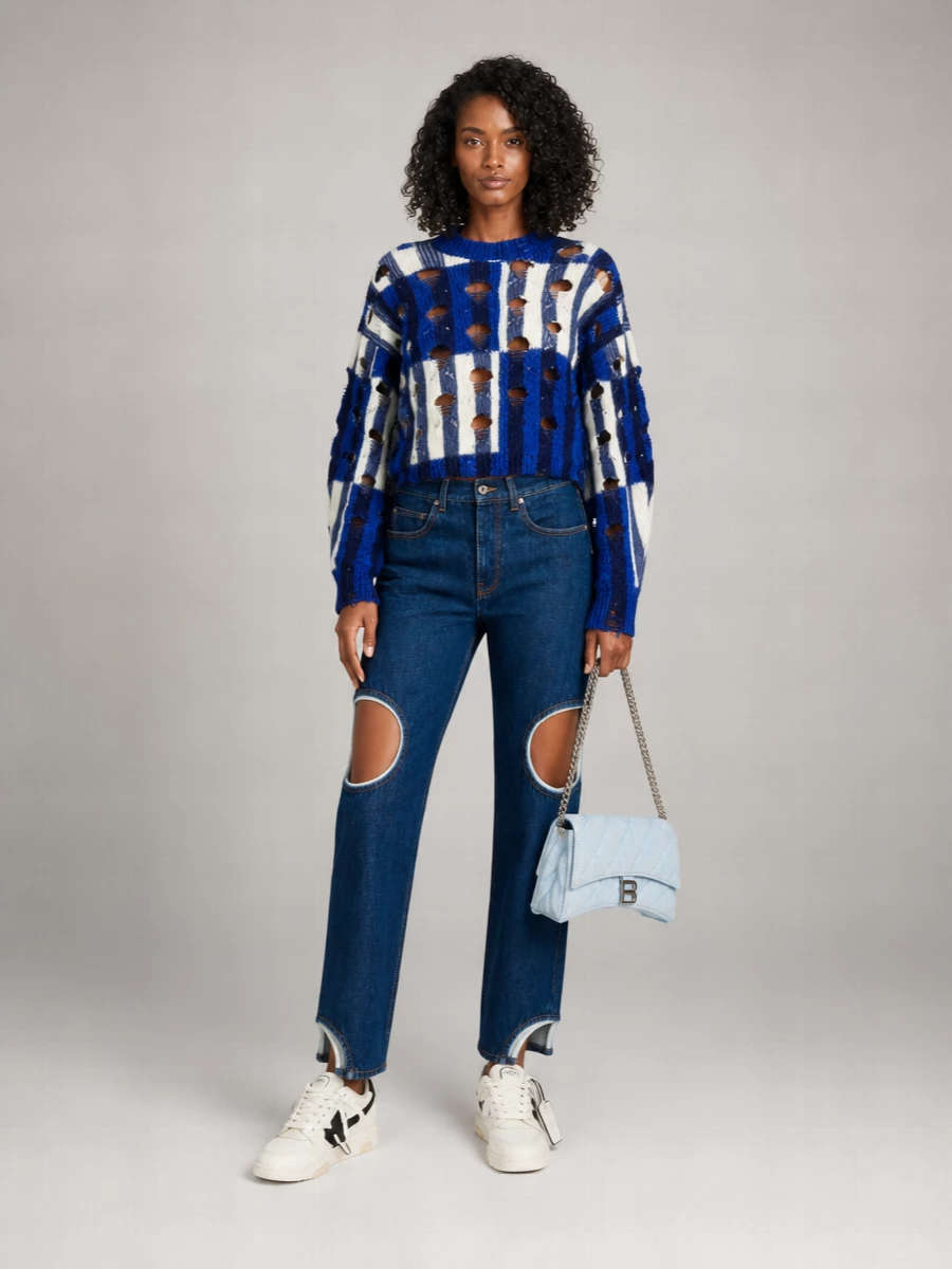 Off-White Ribbed Oversized Sweater