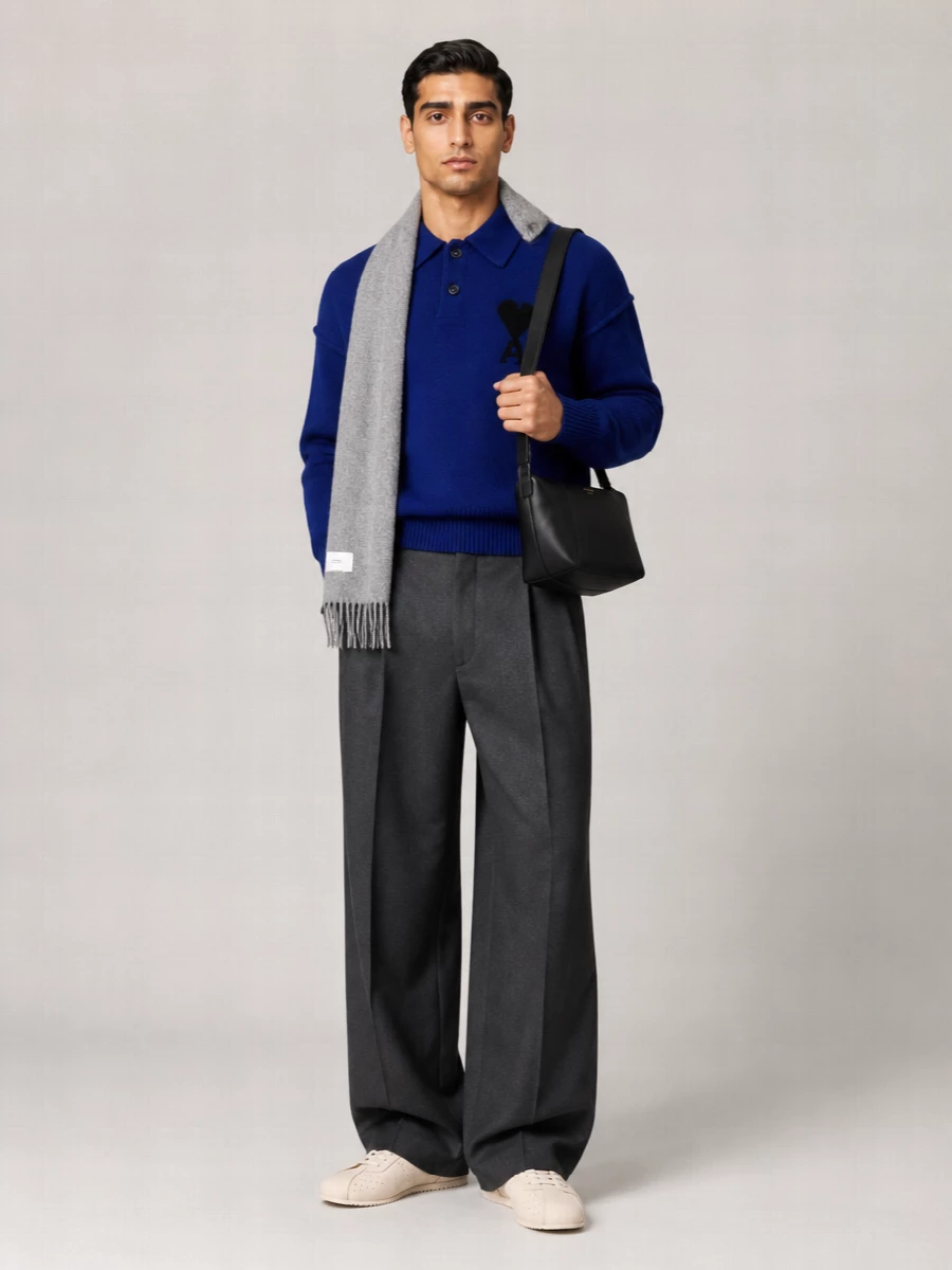 Ami Paris Virgin Wool Polo Shirt