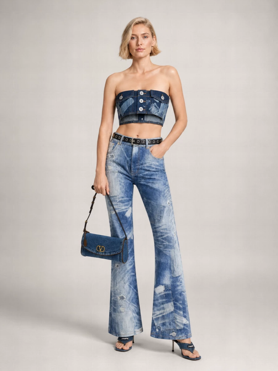 Roberto Cavalli Printed High-Rise Flared Jeans