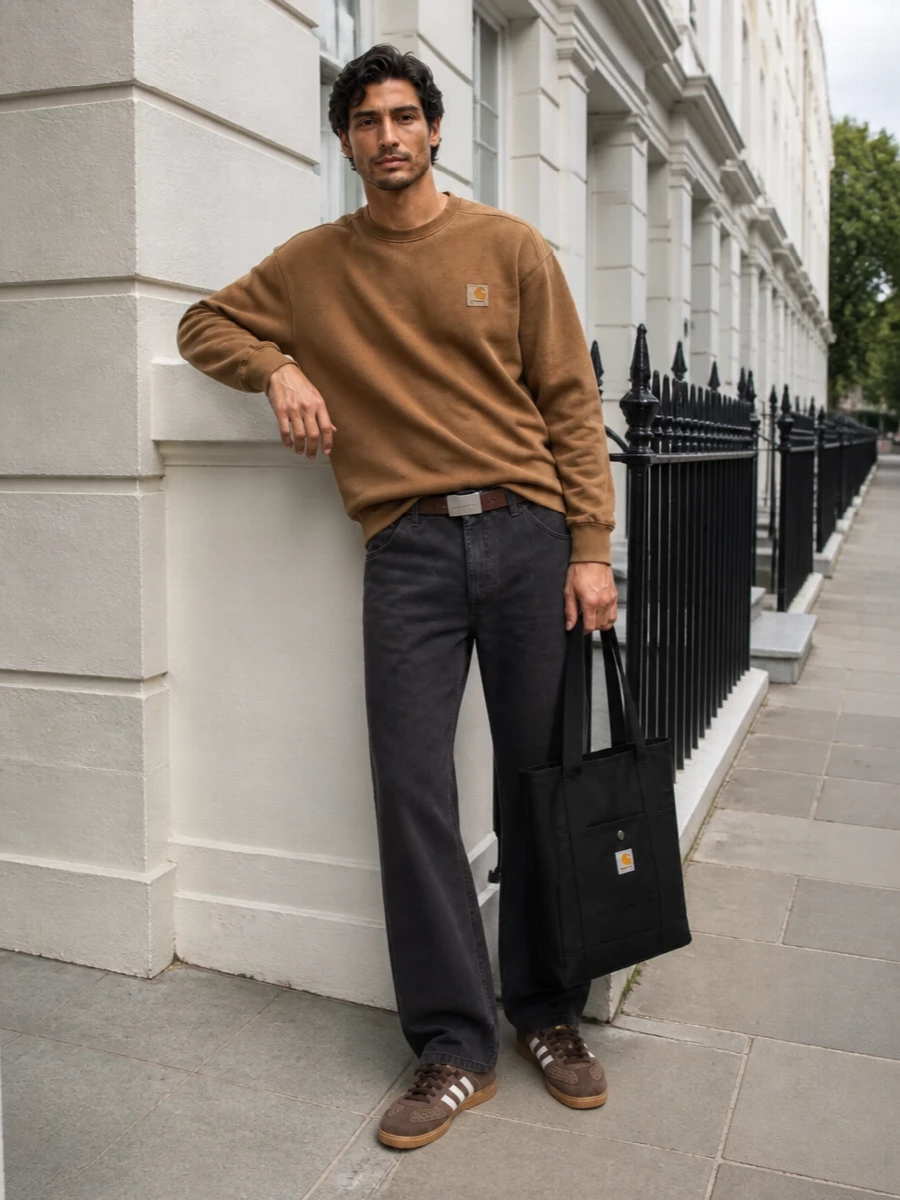 Carhartt wip caramel sweatshirt charcoal pants