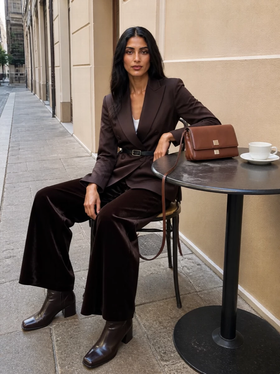 Max mara brown wide leg trousers chocolate blazer
