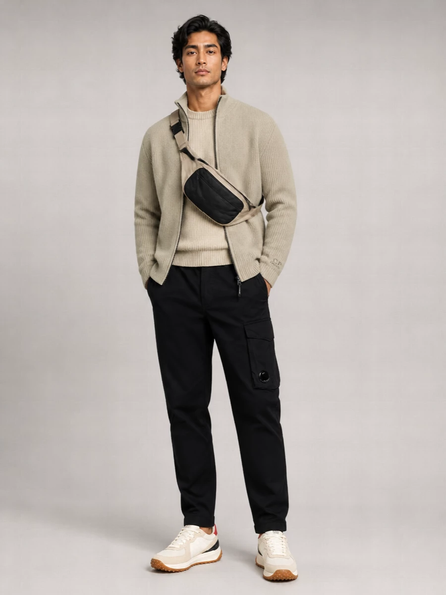 C.p. Company Bouclé Wool Zip-Up Cardigan