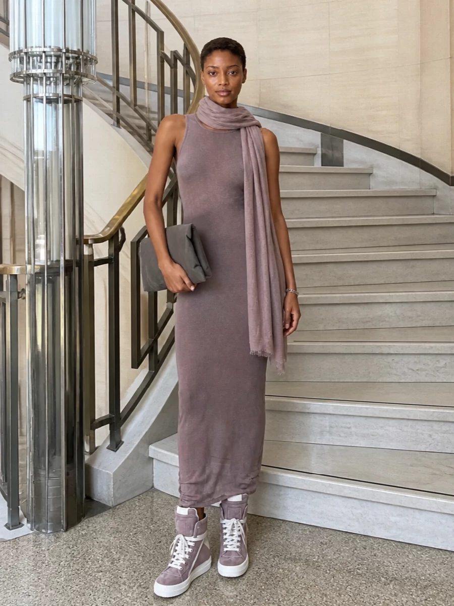 Rick owens ribbed maxi mauve sneaker boots