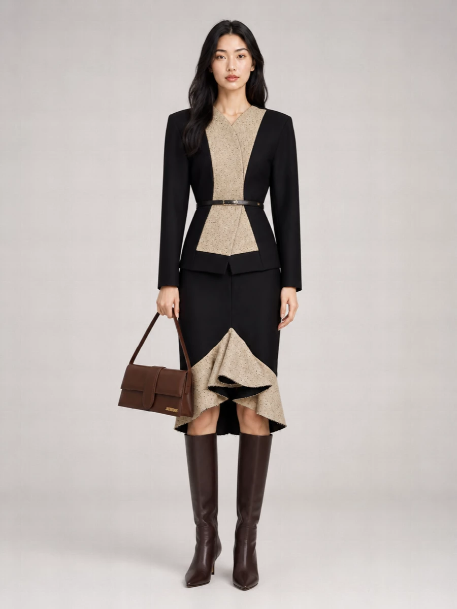 Jacquemus midi godet fitted skirt