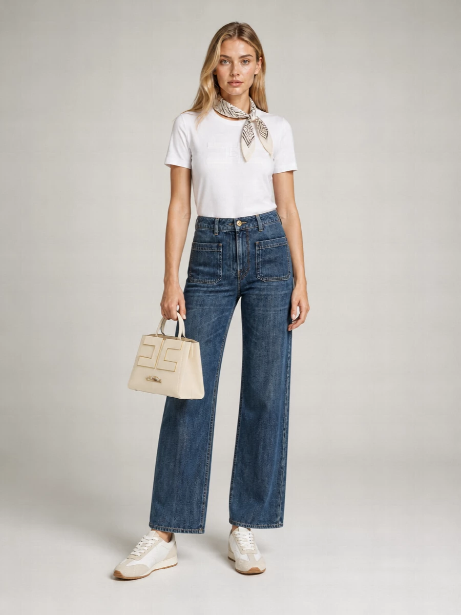 Elisabetta Franchi Cotton Crew-Neck T-Shirt