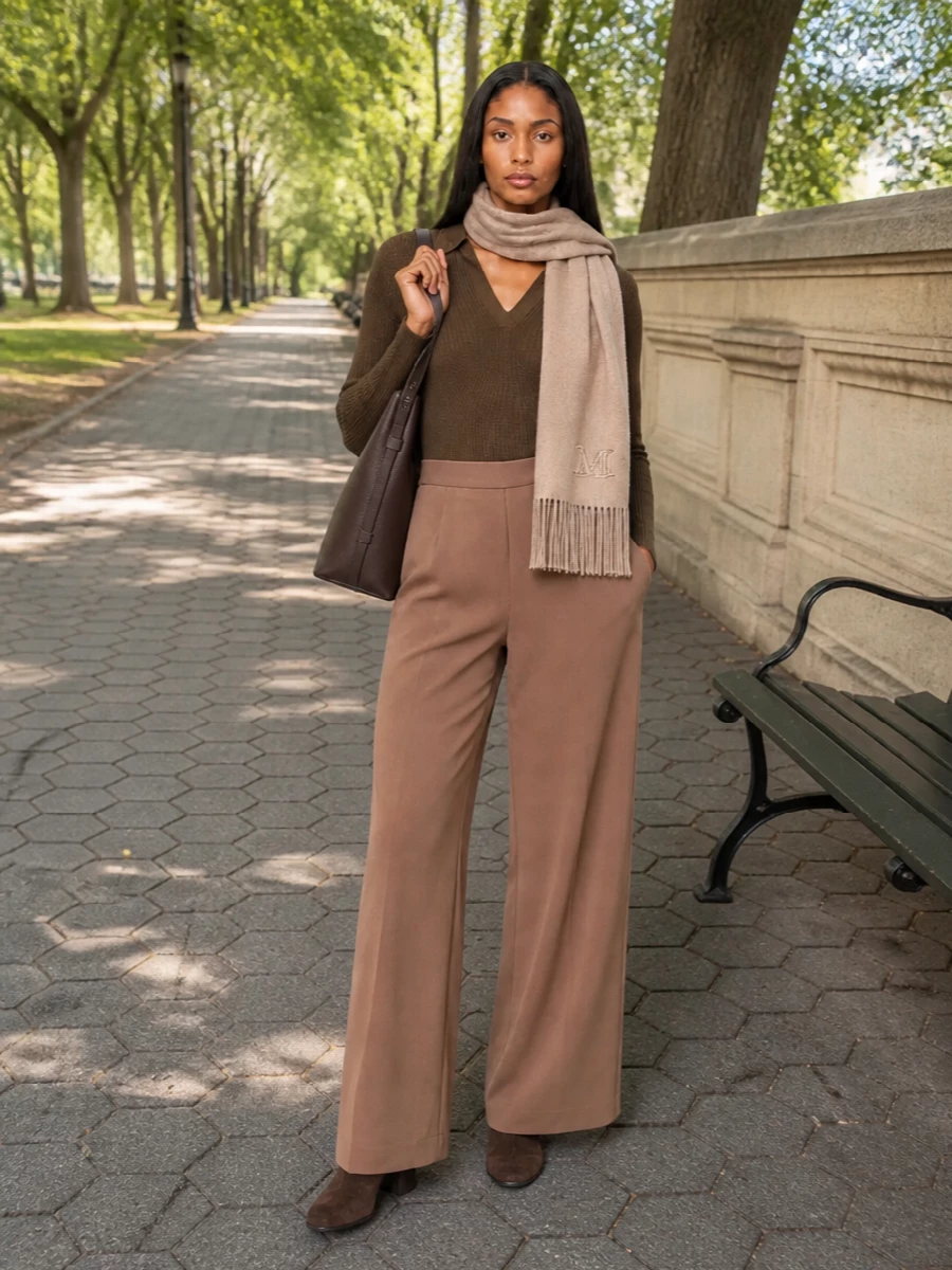 Max mara camel wide leg trousers brown knit