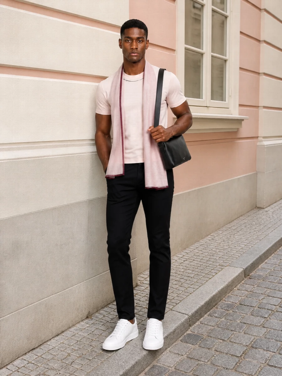 Dolce gabbana blush tee black jeans outfit