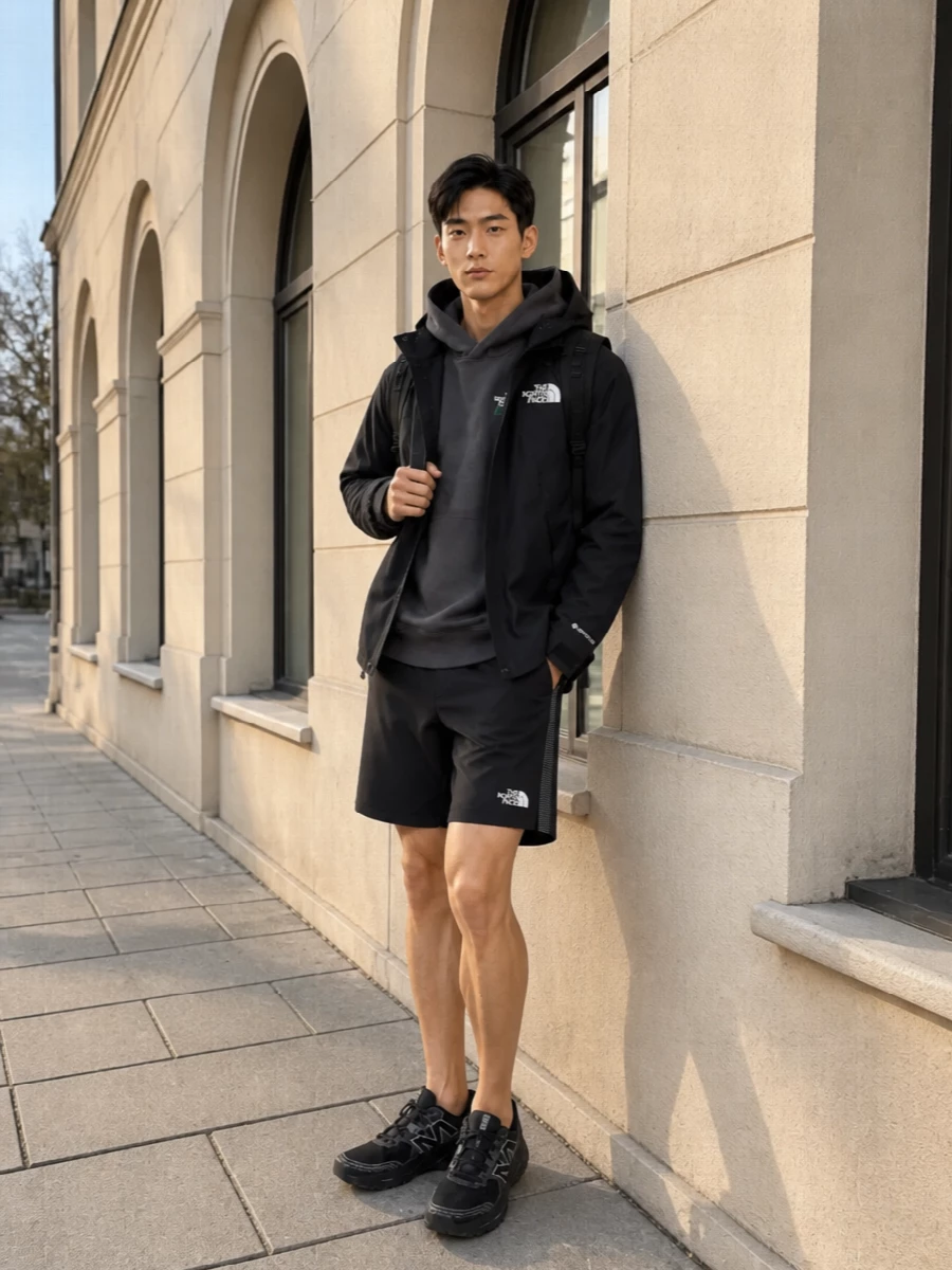 North face black shell trail shorts runners