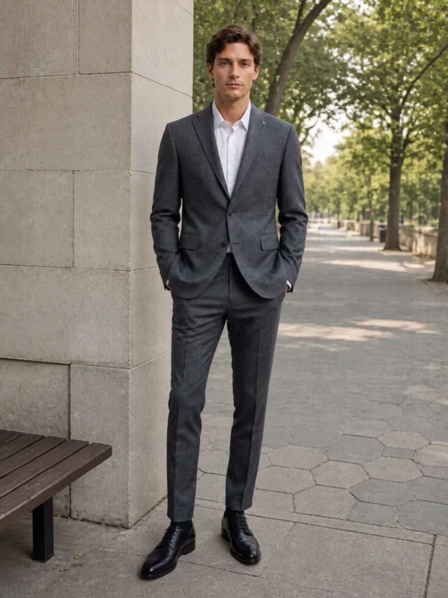 Tagliatore charcoal suit santoni oxfords