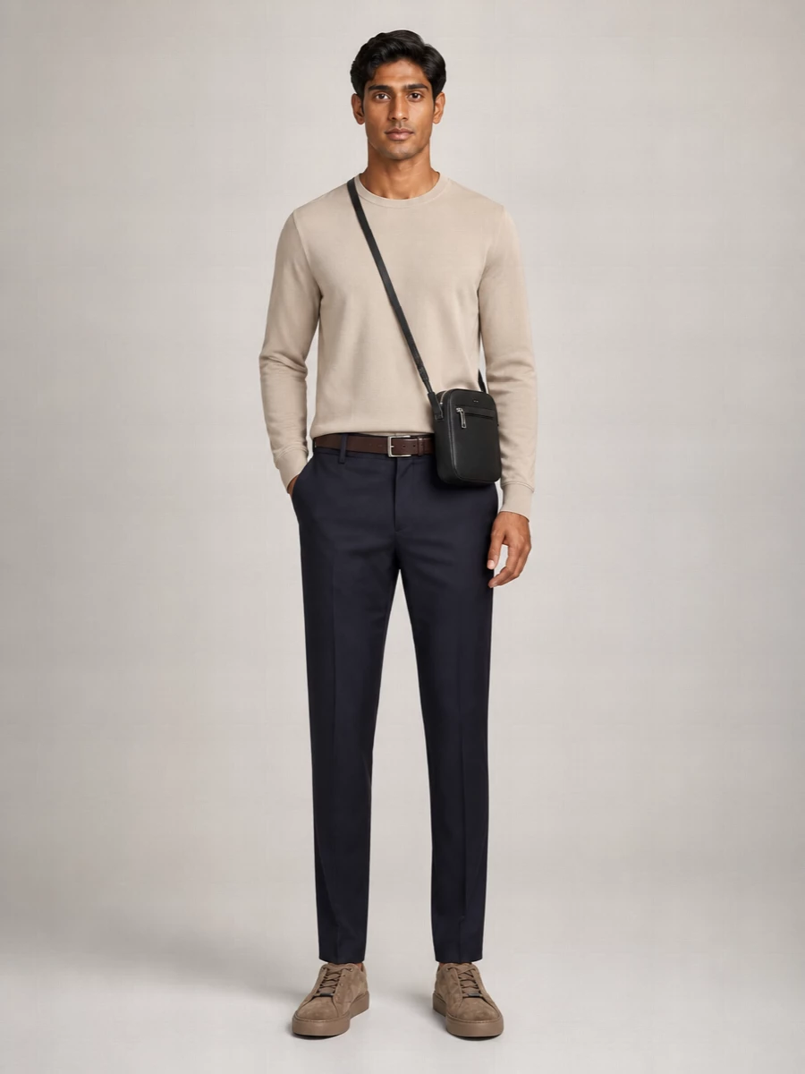 Boss Cotton Ribbed Crew Neck Sweatshirt