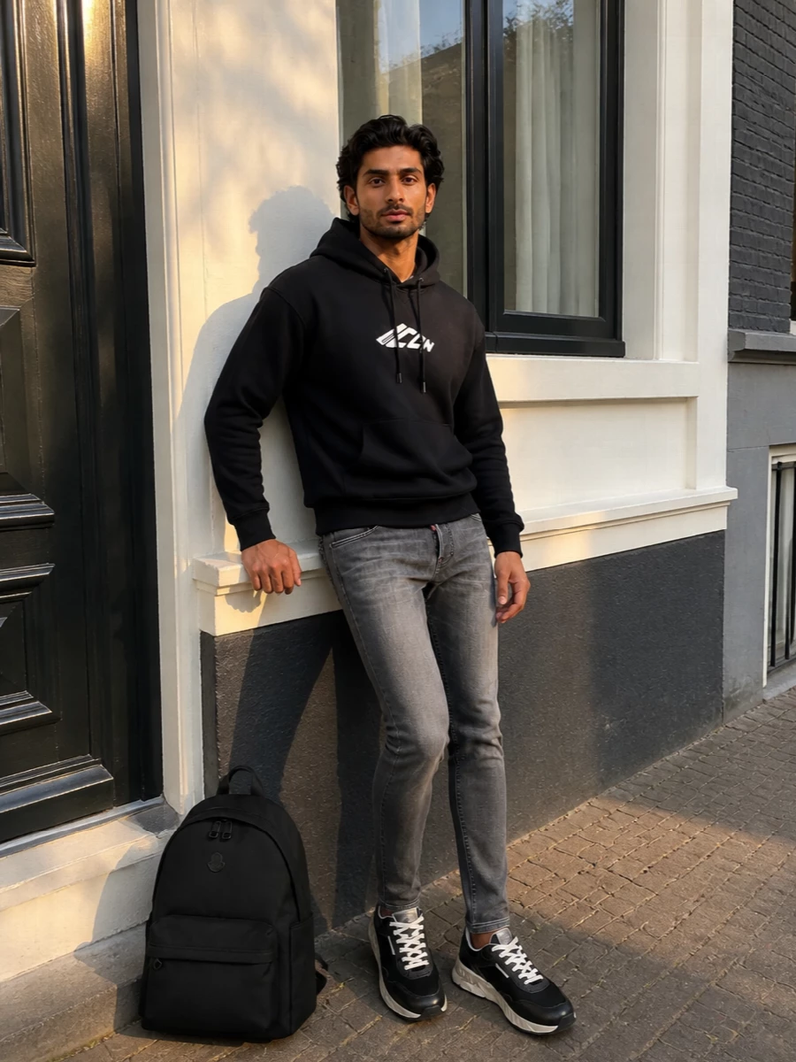 Dsquared2 hoodie slim grey jeans sneakers