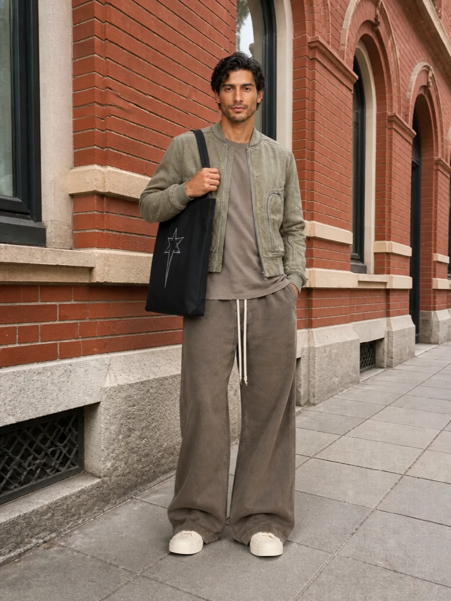 Rick owens drkshdw bomber wide leg outfit