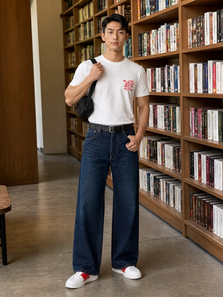Kenzo tee wide leg jeans valentino sneakers