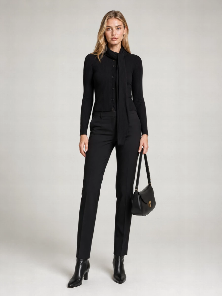 Totême Ribbed Lavallière Neck Cardigan