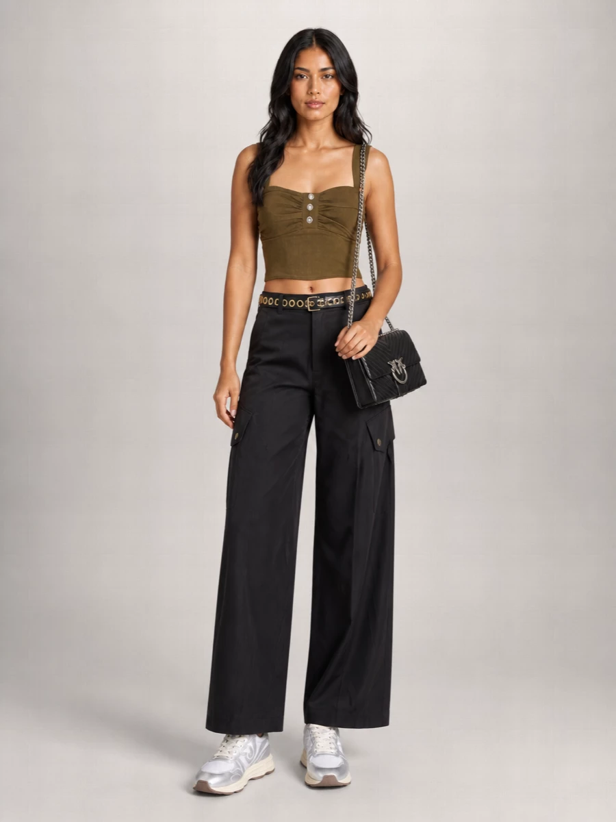 Pinko Cropped Button Tank Top