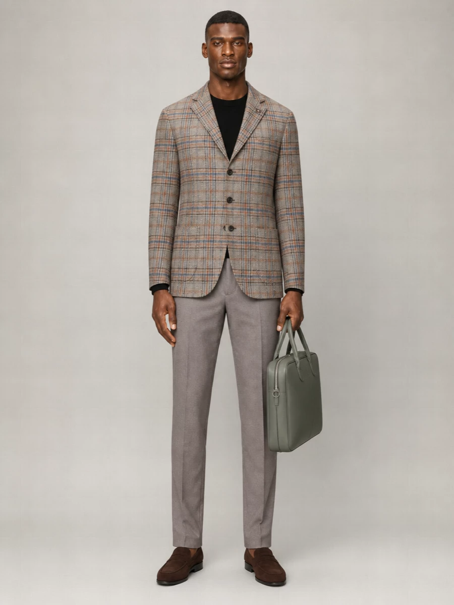 Lardini Linen Checked Blazer